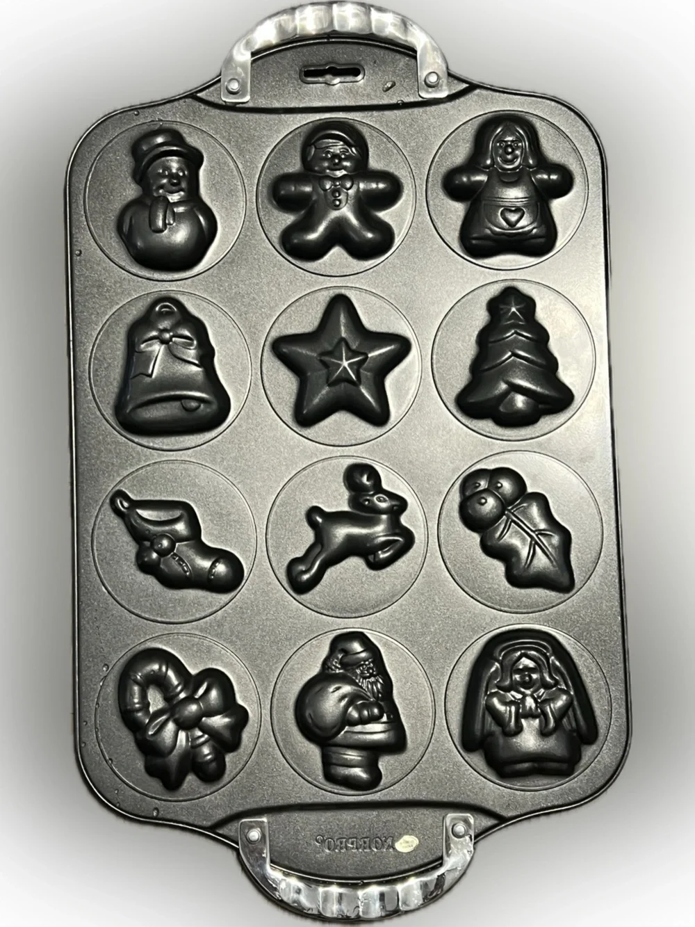 Norpro Nonstick Metallic Silver Holiday Mini Cake Pan 12 Molds Mini Treats